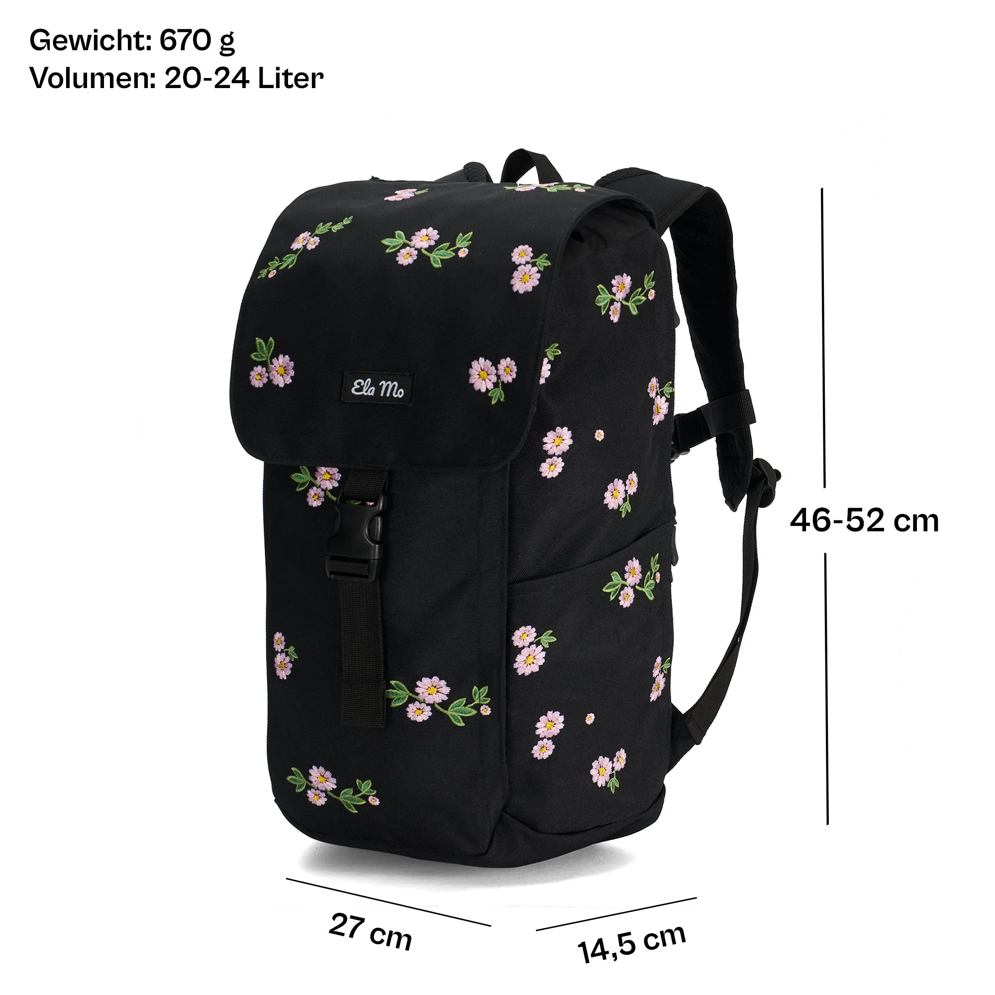 Ela Mo™ Everywhere Rucksack | Embroidery Edition Upsy Daisy - Image 3