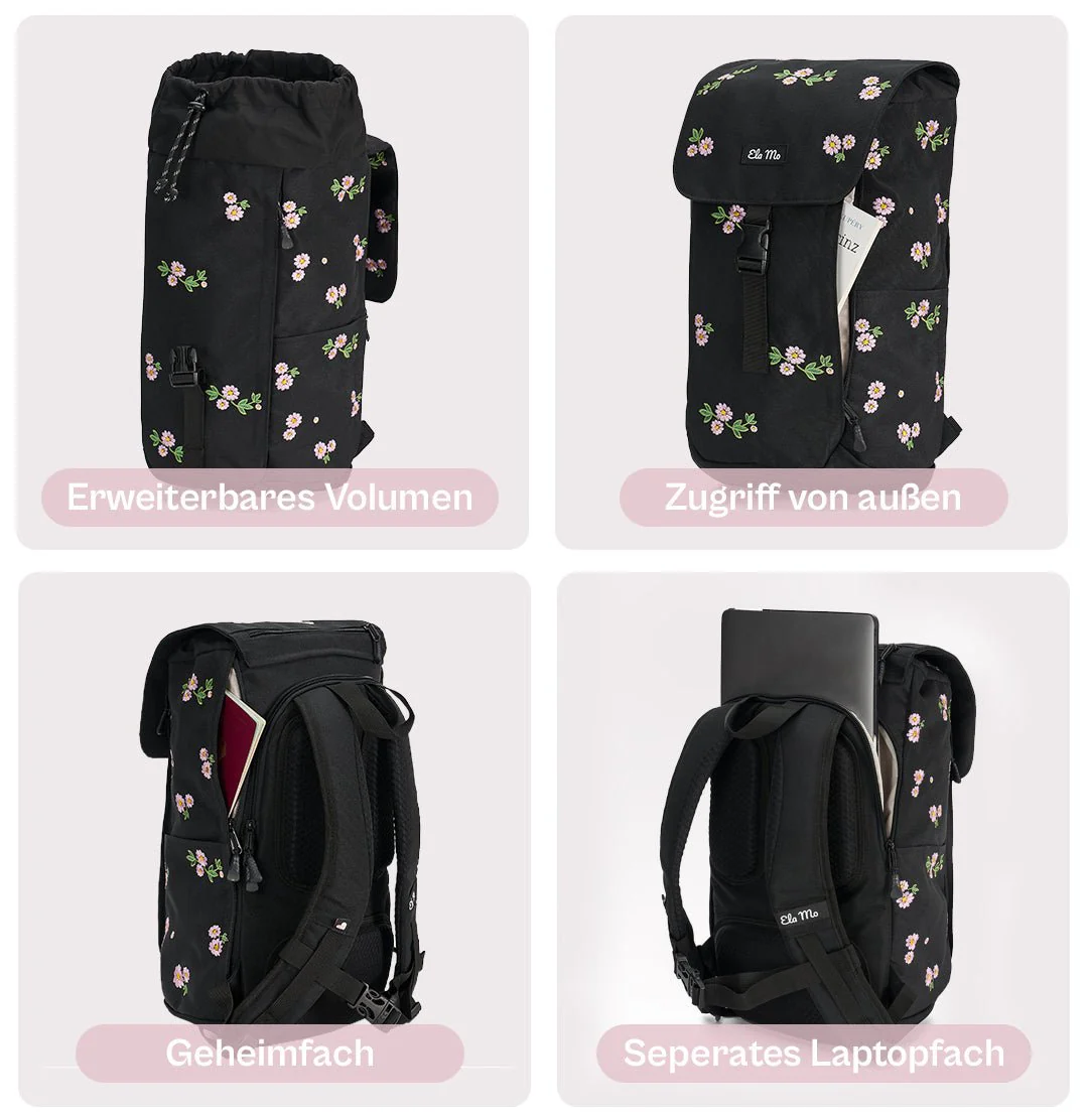 Ela Mo™ Everywhere Rucksack | Embroidery Edition Upsy Daisy - Image 4